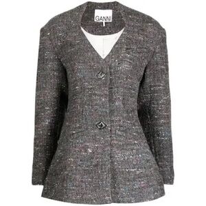 Ganni Women's Gray Tweed Blazer